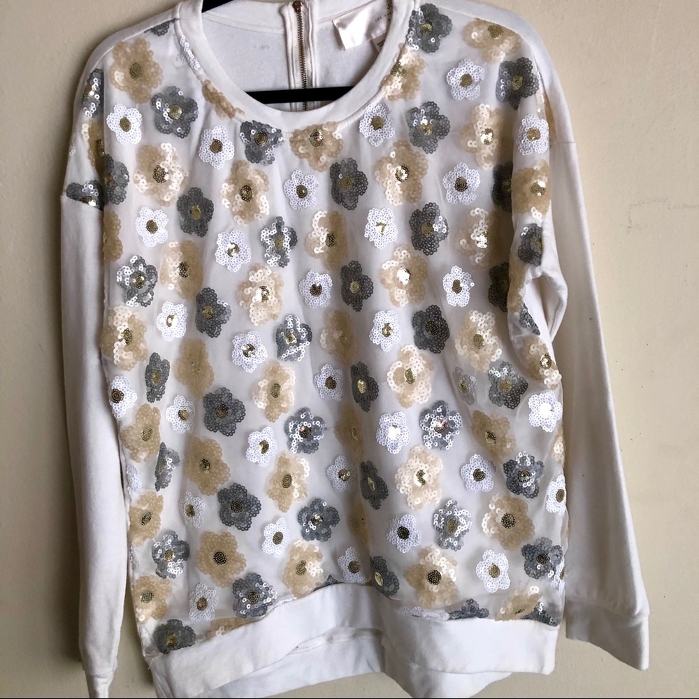 JOA Los Angeles sequin white sweat shirt
